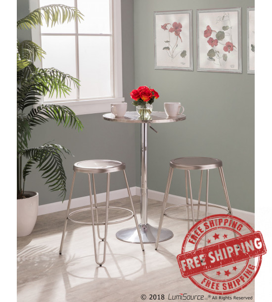 Lumisource B24-AVRMTL SS2 Avery Industrial Metal Counter Stool in Brushed Stainless Steel - Set of 2 Lumisource B24-AVRMTL SS2 Avery Industrial Metal Counter Stool in Brushed Stainless Steel - Set of 2